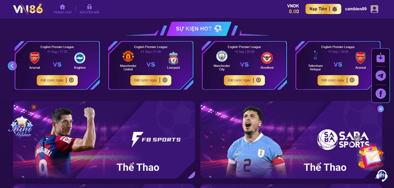 VN86 - Thiên Đường Giải Trí Trực Tuyến Hàng Đầu Châu Á 3 Thể Thao Tại Vn86